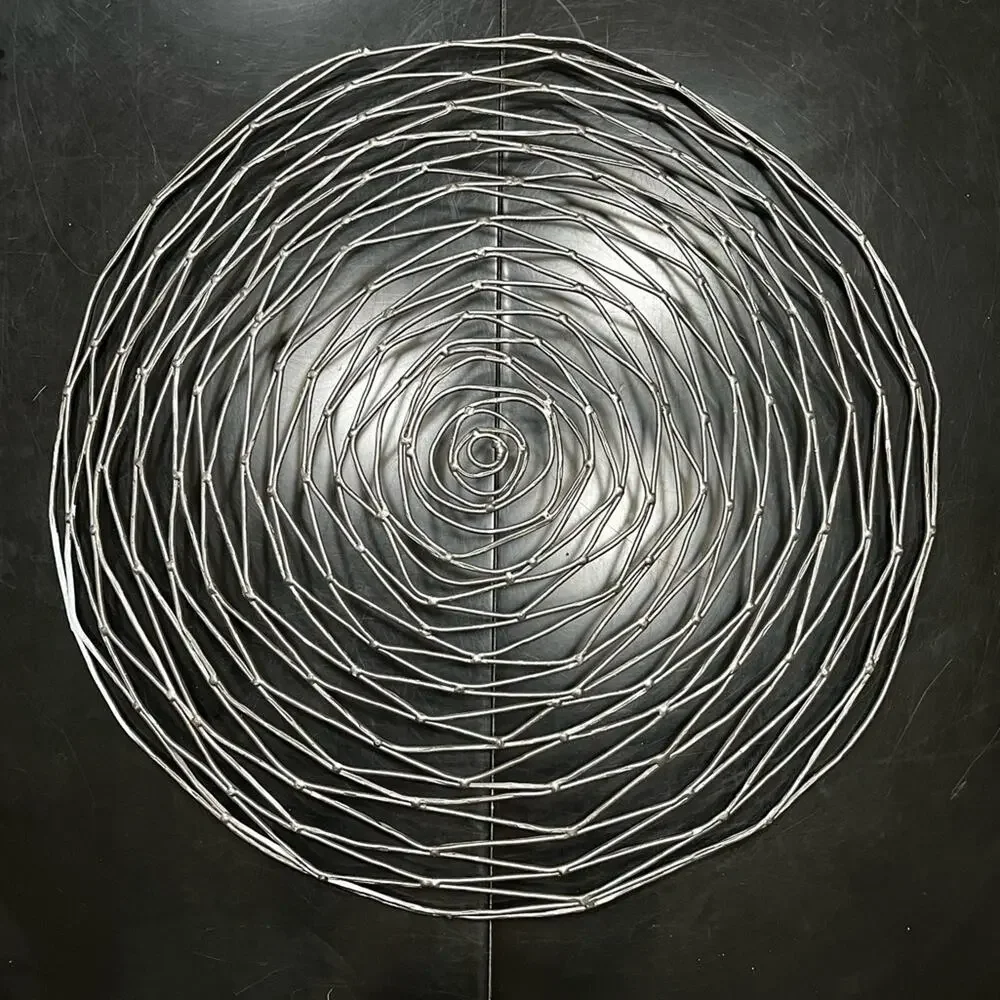 NEW Z Gallerie Antique Bronze Wrought Iron Vortex Wall Table Sculpture Bowl 21”